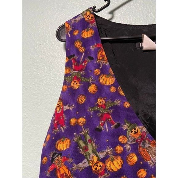 Vintage Women’s Scarecrow‎ Pumpkin Halloween Vest Large - Picture 3 of 7